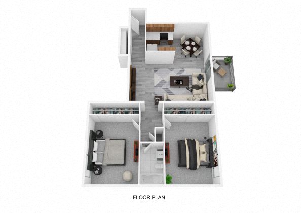 Floor plan for 2 beds, 1 bath, 825 sqft